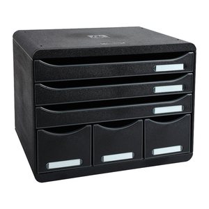 Exacompta Schubladenbox STORE-BOX  schwarz 306714D, DIN A4 quer mit 6 Schubladen, 1 St.