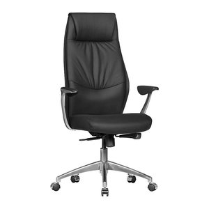 AMSTYLE XXL Chefsessel, SPM1.141 Leder schwarz, Gestell silber