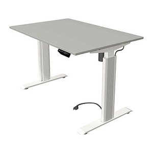Kerkmann Move 1 advance elektrisch höhenverstellbarer Schreibtisch lichtgrau rechteckig, T-Fuß-Gestell weiß 120,0 x 80,0 cm