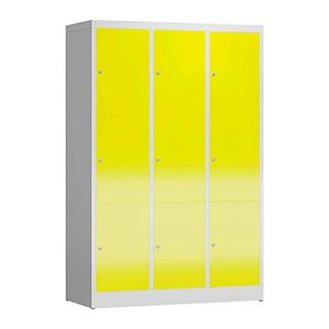 ClassiX Schließfachschrank lichtgrau, zinkgelb X-523336, 9 Schließfächer 118,5 x 50,0 x 180,0 cm