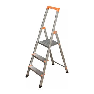 KRAUSE Stehleiter einseitig MONTO Solidy silber 3 Stufen, H: 140,0 cm