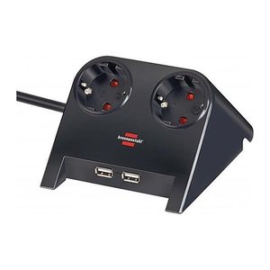 brennenstuhl Desktop-Power USB-Charger 2-fach Tischsteckdose 1,8 m schwarz mit USB-Buchse