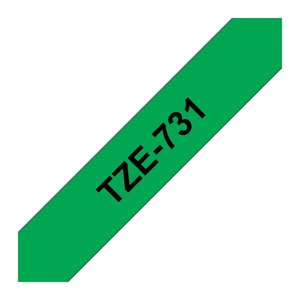brother Schriftband TZe-731 TZE731, 12 mm, schwarz auf grün, 1 St.