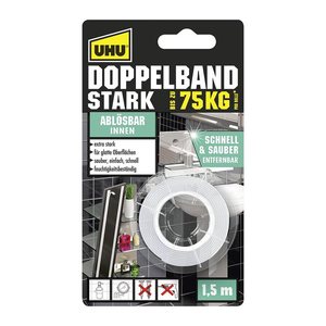 UHU STARK ABLÖSBAR 75KG Montageband 19,0 mm x 1,5 m, 1 Rolle