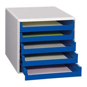 M&M Schubladenbox  blau 30050911, DIN A4 mit 5 Schubladen, 1 St.