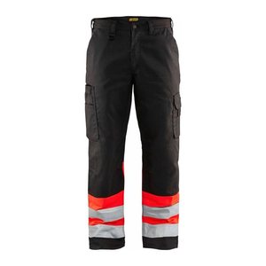 BLAKLÄDER® unisex Warnschutzhose 1564 schwarz, leuchtrot Größe 54