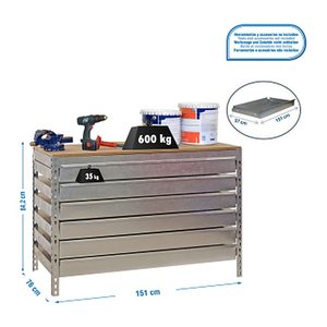 Simonrack Werkbank SIMONWORK BT5 BOX silber 6 Schubladen 151,0 x 76,0 x 84,2 cm