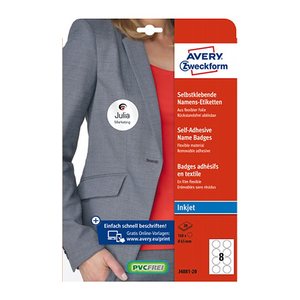 AVERY Zweckform Namensetiketten J4881-20 weiß 65,0 x 65,0 mm, 20 Blatt