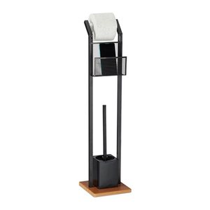 relaxdays WC-Garnitur schwarz, braun Metall, 1 St.
