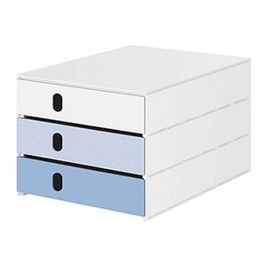 styro Schubladenbox styroval pro feelings Snowflake  weiß, hellblau, blau 14-8050.Sn, DIN A4 mit 3 Schubladen, 1 St.