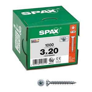 SPAX® Universalschrauben T10 Senkkopf WIROX 1191010300205 3 mm x 20 mm, 1.000 St.