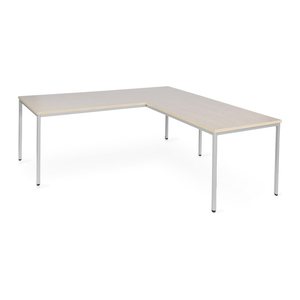 Schreibtisch in Winkelkombination (Grau/Ahorn) (Platte Ahorn, Gestell RAL 9006)