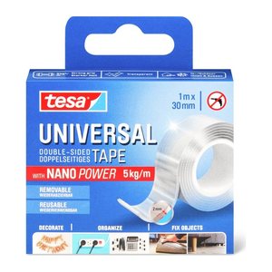 tesa Nano Power Universal doppelseitiges Klebeband 30,0 mm x 1,0 m, 1 Rolle