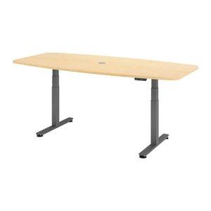 HAMMERBACHER Konferenztisch XDSM22 ahorn Tonnenform, T-Fuß-Gestell grau, 220,0 x 103,0 x 62,0 - 127,0 cm