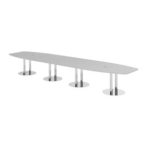 HAMMERBACHER Konferenztisch KT52S lichtgrau Tonnenform, Rundrohr chrom, 520,0 x 85,0 - 130,0 x 74,0 cm