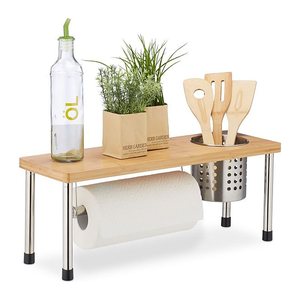 relaxdays Küchen-Organizer braun, silber 55,0 x 18,0 x 21,0 cm, 1 St.