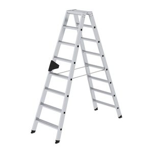 MUNK Stehleiter beidseitig 40216 silber 2x 8 Stufen, H: 185,0 cm