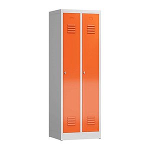 ClassiX Spind feuerrot, lichtgrau X-510124, 2 Schließfächer 59,0 x 50,0 x 180,0 cm