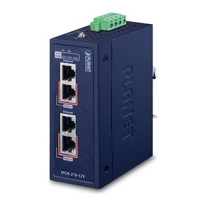 PLANET Industrial 2-Port GE 802.3bt PoE++ Injector Hub (12V)