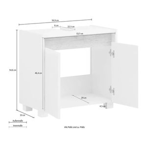 MÖBELPARTNER Waschbeckenunterschrank Cosmo 146316 weiß 56,9 x 33,0 x 54,6 cm