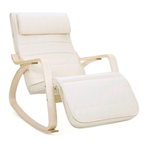 SONGMICS Schaukelstuhl beige braun Stoff 67,0 x 121,5 x 84,0 cm, 1 St.