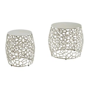 WOHNLING Beistelltische-Set rund Aluminium silber, 1 Set