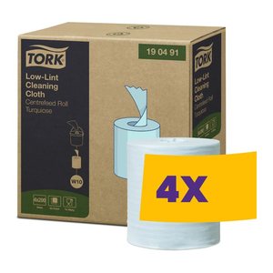 TORK Putztuchrollen Premium W10 1-lagig türkis, 200 Blätter, 4 Rollen