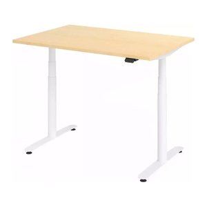 HAMMERBACHER VXDLR12 elektrisch höhenverstellbarer Schreibtisch ahorn rechteckig, T-Fuß-Gestell weiß 120,0 x 80,0 cm