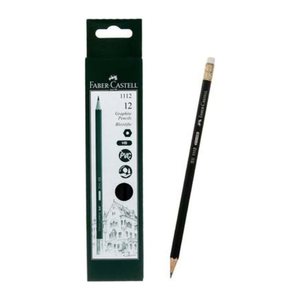 FABER-CASTELL 1112 Bleistifte HB schwarz mit Radierer, 12 St.