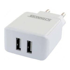 Schwaiger Ladegerät 230V 2x USB 2.4A Weiß
