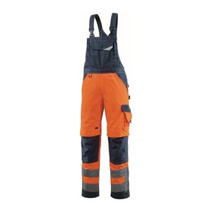 MASCOT® unisex Warnschutz-Latzhose Newcastle orange, schwarzblau Größe 98