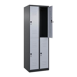 CP Spind Classic Plus schwarzgrau, weißaluminium 080300-20 S10123, 4 Schließfächer 60,0 x 50,0 x 185,0 cm