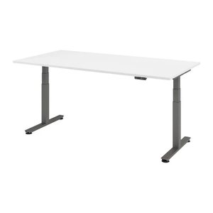 HAMMERBACHER XDSM2E elektrisch höhenverstellbarer Schreibtisch weiß rechteckig, T-Fuß-Gestell grau 200,0 x 100,0 cm