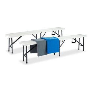 relaxdays Bierbänke 10022836_0 weiß Kunststoff 181,0 cm, 2 St.