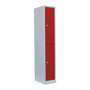 LÜLLMANN Spind feuerrot, lichtgrau 520214, 2 Schließfächer 31,5 x 50,0 x 180,0 cm