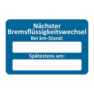 EICHNER Aufkleber Nächster Bremsflüssigkeitswechsel bei, blau/weiß 6,0 x 4,0 cm, 250 St.