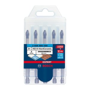 BOSCH Fliesenbohrer-Set EXPERT HEX-9 HardCeramic, 5-teilig