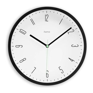 hama Wanduhr Capri weiß schwarz Kunststoff, Ø 25,0 cm