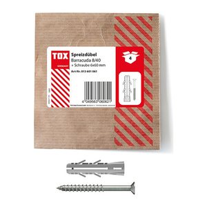 TOX BARRACUDA 013601061 Dübel mit Schrauben Ø 8 mm x 40 mm, 4 St.