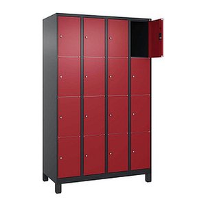 CP Schließfachschrank Classic Plus rubinrot, schwarzgrau 080010-404 S10037, 16 Schließfächer 120,0 x 50,0 x 195,0 cm