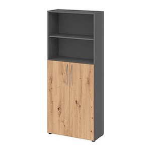 HAMMERBACHER Regalschrank 4770, V4770/G/R/BM grafit, asteiche 80,0 x 34,6 x 188,0 cm, 1 St.