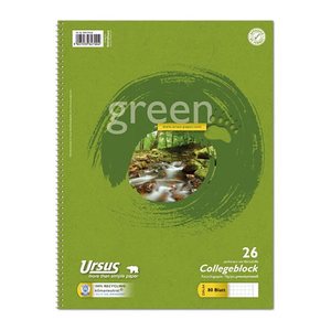 Ursus® Collegeblock green Lineatur 26 kariert DIN A4 Außenrand, 1 Block