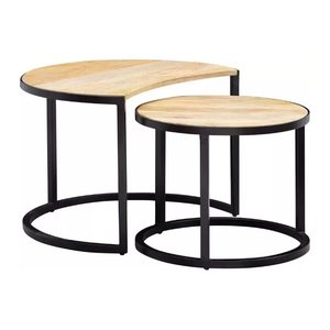 WOHNLING Couchtische-Set rund Massivholz mango, 1 St.