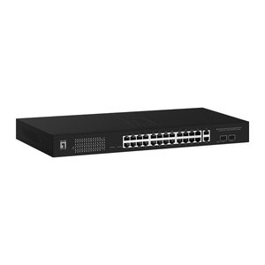 LevelOne PoE Switch 24xGE PoE/2xSFP 375W 19" WebSmart manag.