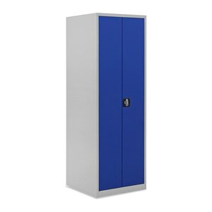 Kompakter Stahlschrank – 600 x 600 (4,5 OH) – Korpus in Lichtgrau (Türen Enzianblau)