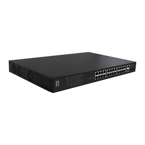 LevelOne PoE+Switch 24xFE PoE/2xGE/2xSFP 390W 19"unman.Metal