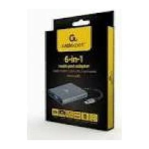 gembird USB Typ-C 6-in-1 Kombi Adapter spacegrau