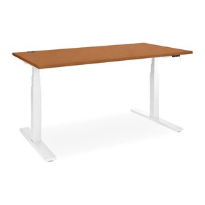 Elektrisch höhenverstellbarer Schreibtisch – Gestell Weiß (1800 x 800 mm, Platte Buche, Gestell RAL 9016)