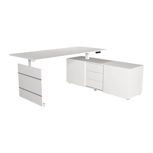 Kerkmann Move 3 elektrisch höhenverstellbarer Schreibtisch weiß rechteckig, Wangen-Gestell weiß 180,0 x 80,0 cm
