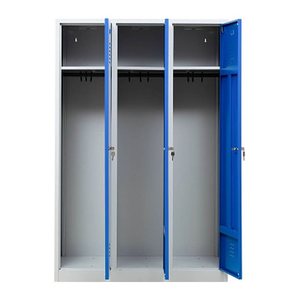 Gürkan Spind lichtgrau, enzianblau 105416, 3 Schließfächer 118,5 x 50,0 x 180,0 cm